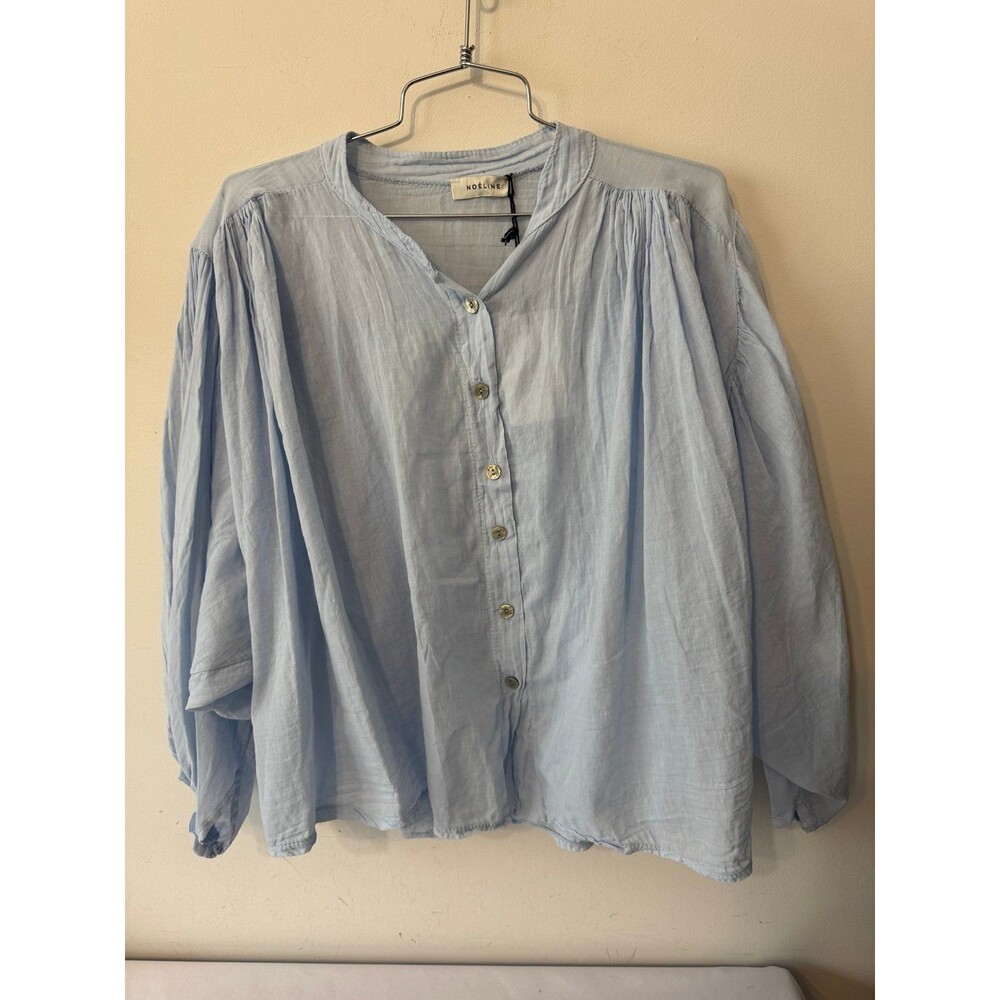NOELINE PARIS SKY BLUE CAPE LIKE BALLOON SLEEVES BLOUSE one size